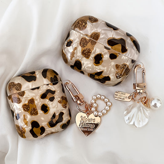 Stilvolle Kopfhörerhülle mit Leopardenmuster und Aufhängekette – perfekt für AirPods 1 und 2!
