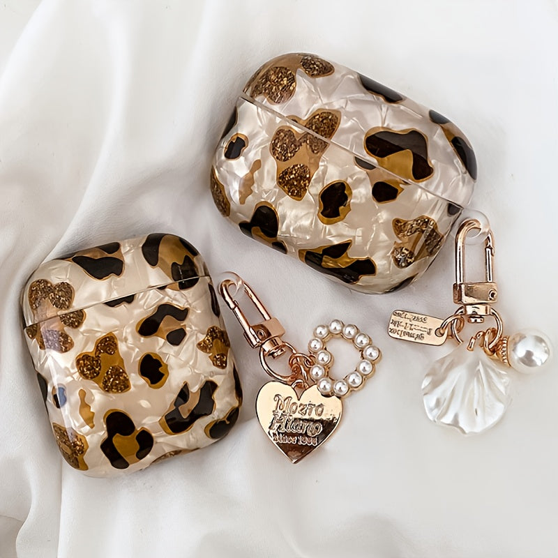 Stilvolle Kopfhörerhülle mit Leopardenmuster und Aufhängekette – perfekt für AirPods 1 und 2!