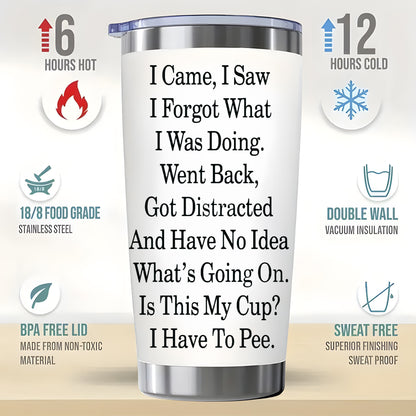 1pc, Senior Citizen Tumbler With Lid, 20oz Stainless Steel Water Bottle, Insulated Water Cups, Summer Winter Drinkware, Outdoor Travel Accessories, Valentine's Day Gifts For Women Men
