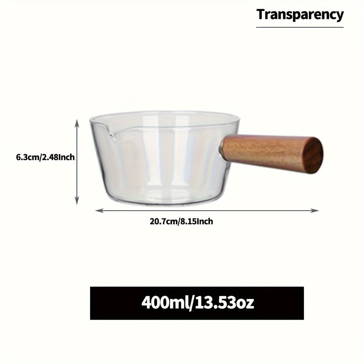 [Clear Glass Saucepan] 1pc High Borosilicate Glass Single Handle Clear Pot - Non-stick Stove Top Saucepan - Milk Butter Heating Instant Noodle Cookware