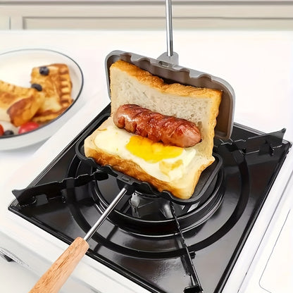 1pc Deluxe Sandwich Frying Pan - Cookware for Grilled Cheese, Pancakes, Omelettes, Hot Dogs, Bread and Toast - Non-Stick Aluminum Baking Pan Flip Frying Pan, Sandwich Maker, Kitchen Gadget for Restaurants, Food Trucks, and Ho