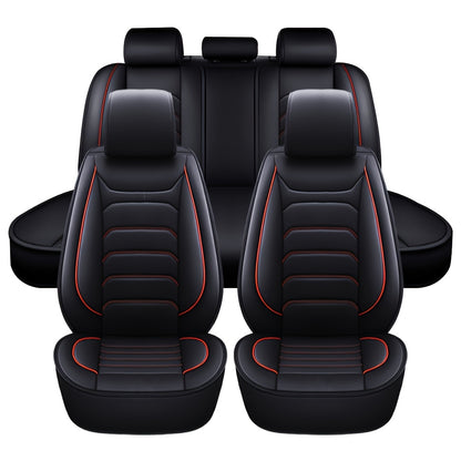 5-Seat Full Set Faux Leather Car Seat Covers - Waterproof All-Weather Protection, Full Surrounded Cushion Protector with Soft Foam Padding, Precise Fit for Cars, Trucks, Sedans & SUVs - Easy Installation, Durable Automotive I