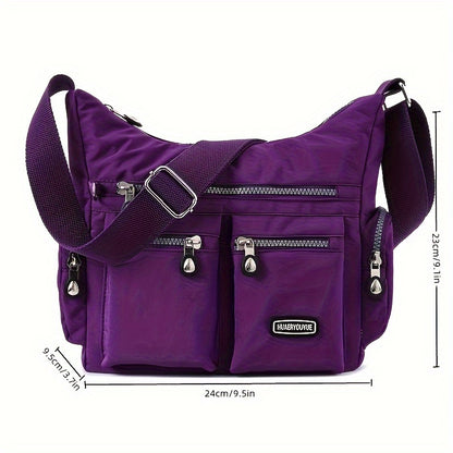 Unisex-Umhängetasche, quadratisch, mit mehreren Fächern, leicht, für Damen und Herren.