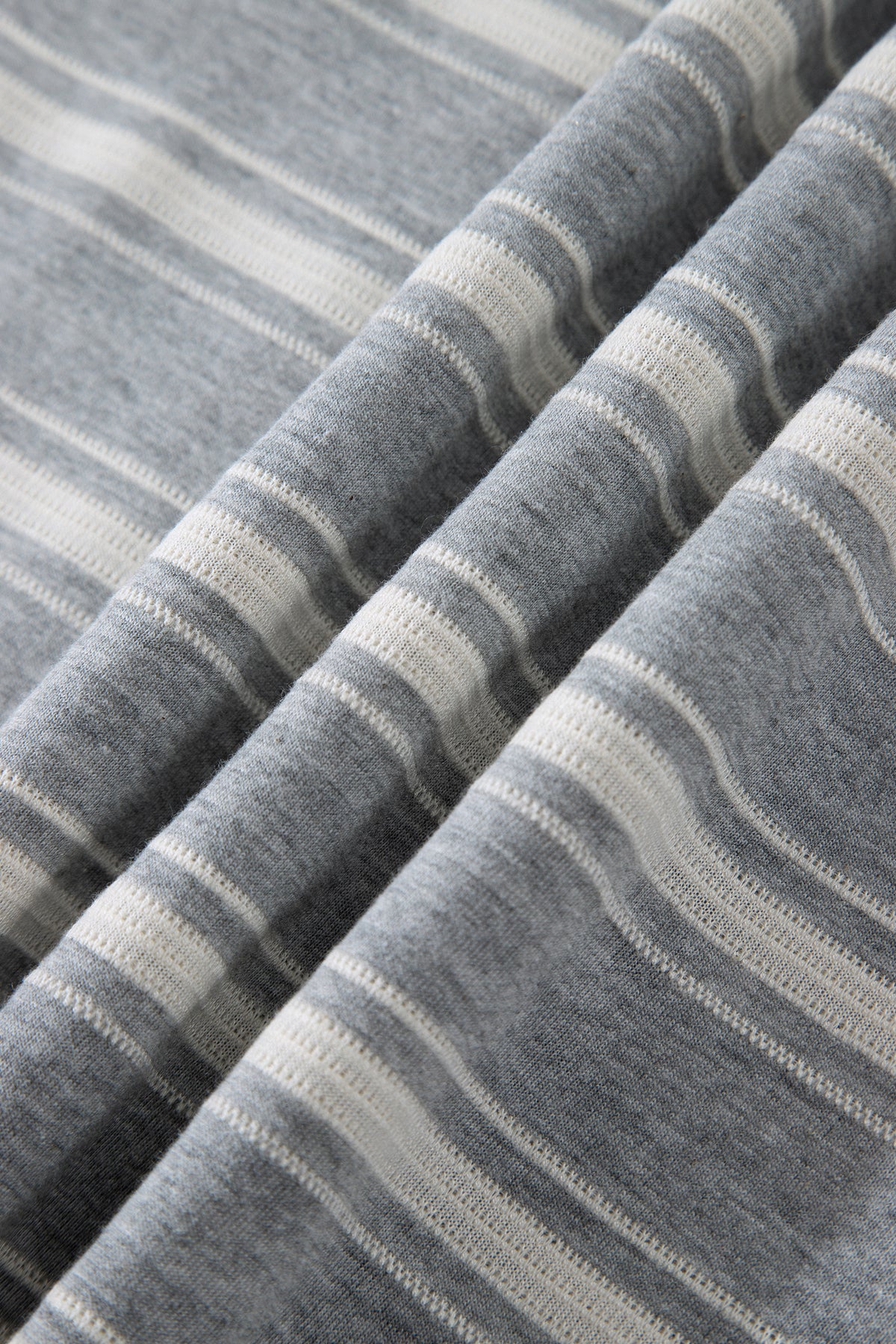 Gray Stripe Long Sleeve Round Neck Tunic Top