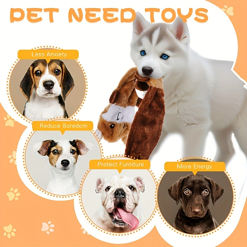 5pcs Durable Crinkle Squeaky Pet Toys - Plush Stuffless Toys for Small, Medium, Large Dogs, Teething-Friendly for Aggressive Chewers, Stimulating Puppy Toys for Boredom, Interactive Play, And Mental Stimulation