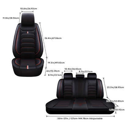 5 Car Seat Covers Faux Leather Seat Covers Full Set For Car Sedan SUV Truck Vans Front & Rear Seat Cushion Protector Wear-resistant, Breathable And Easy To Clean