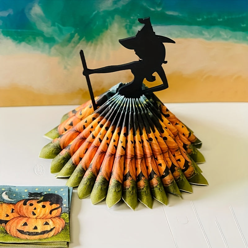 Rustic Wooden Halloween Witch Napkin Holder, Festive Tabletop Decor for Kitchen & Dining Room, No Electricity Needed, Featherless, Holiday Themed Accessory for Christmas & General Use